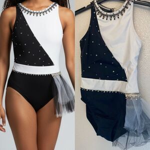 Weissman custom solo dance costume black white 
Contrast Leotard MT12225 LC